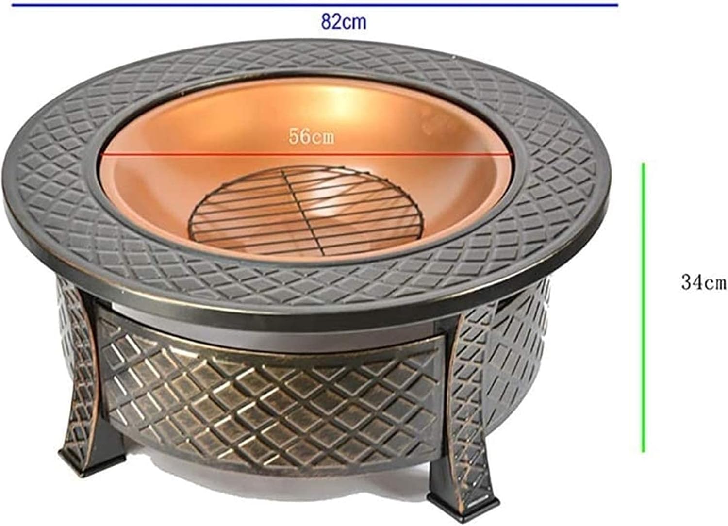 Fire Pit,Outdoor Oil Rubbed Fire Pit with BBQ Grill, Metal Poker Iron Mesh Ember and Spark Guard Screen Table Heating Charcoal Brazier Charcoal Stove