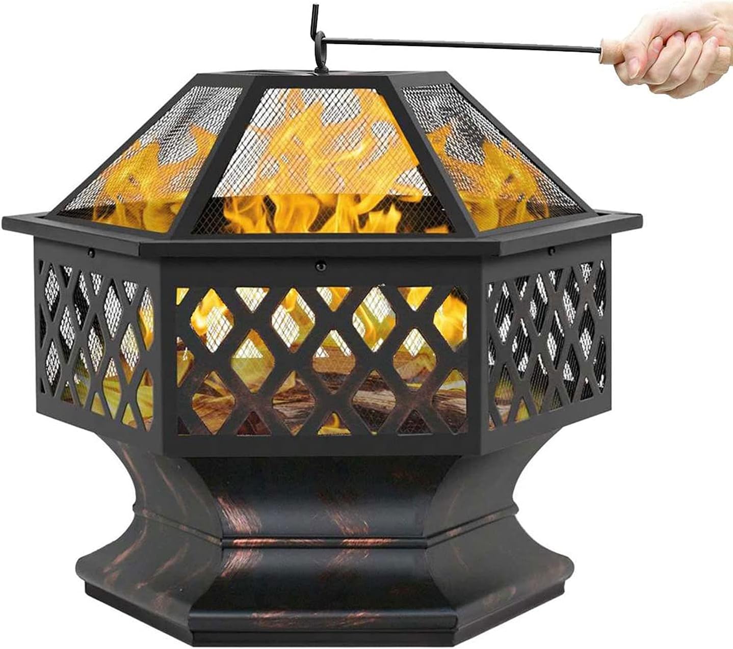 Outdoor 3 in 1 Portable BBQ Fire Pits,24 Inch Wood Burning Firepits with Spark Screen Poker,Portable Fire Pit Use