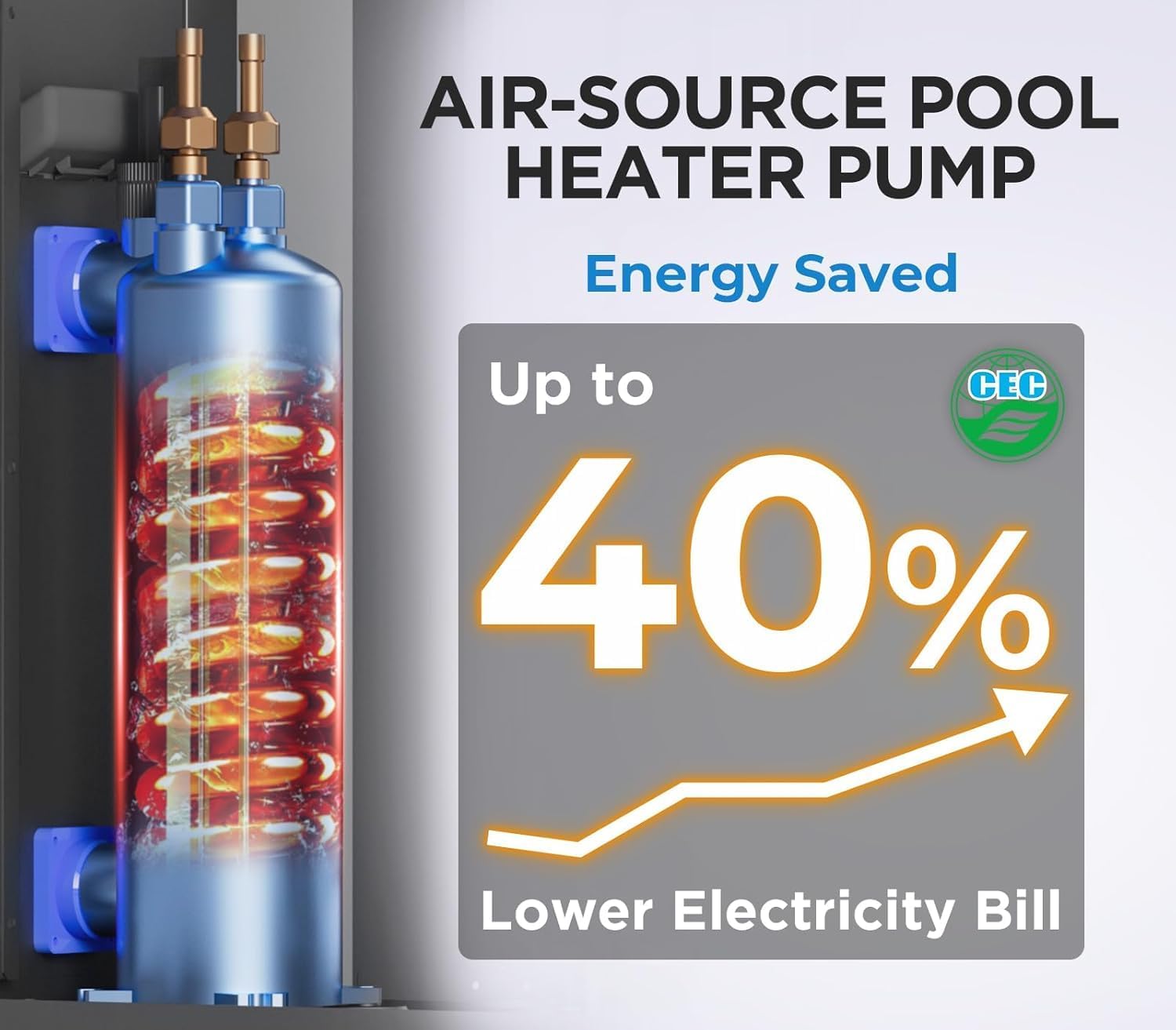 40000 BTU Pool Heater for Above Ground Pool,12000 Gallons Electric Pool Heater for Inground Pool,WiFi Control,Heating and Cooling Pool Heat Pump 220V 60HZ