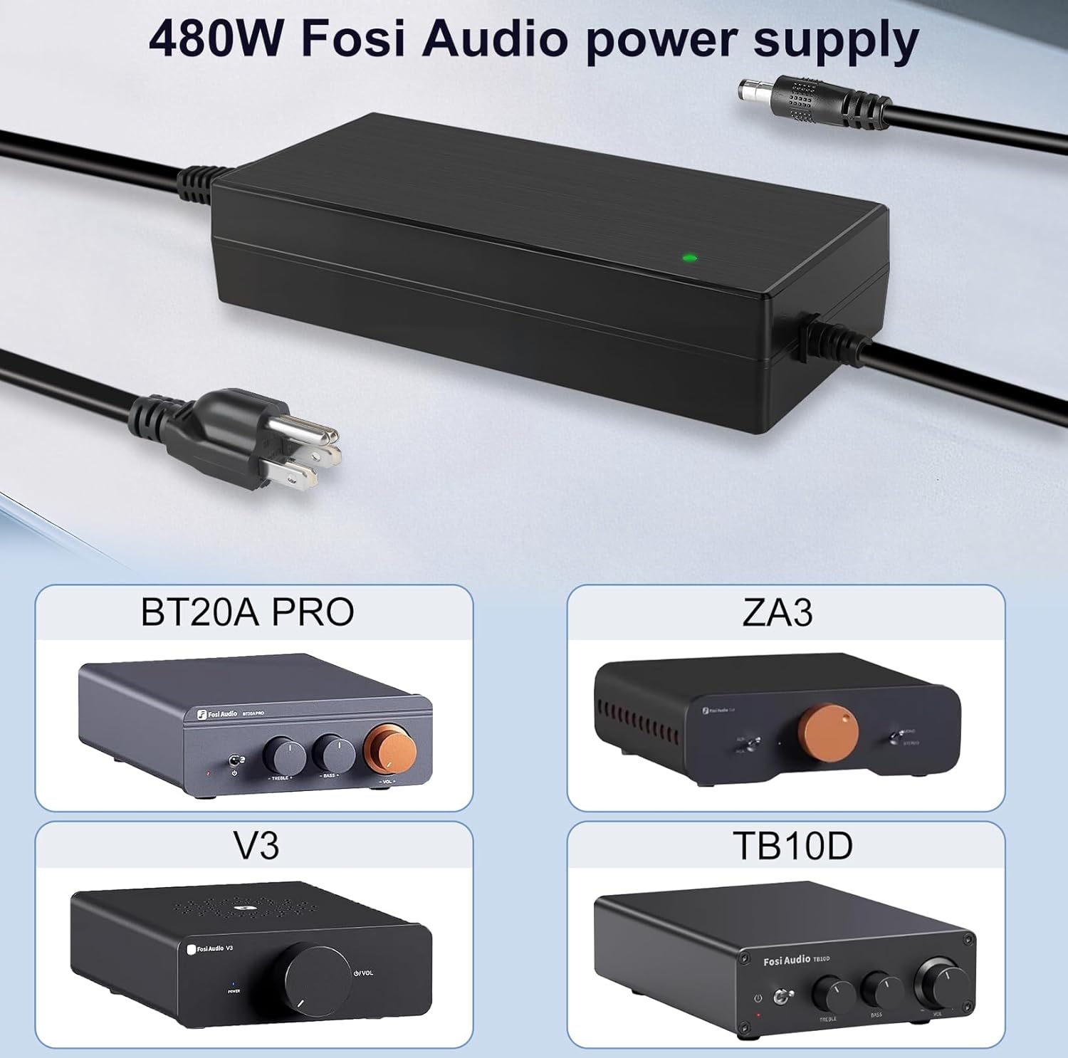 48V 10A GaN Power Supply, AIYIMA DC48V 10A Compatible with Home Audio Amplifiers ZA3, V3, V3 Mono, TB10D, BT20A Pro Featuring The TPA3255 Stereo Class D Amplifier