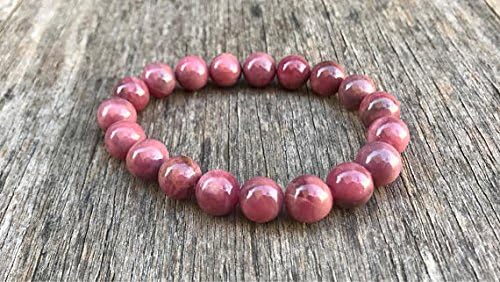 JEWELZ rhodonite bracelet 10-11mm grade russian pink red rhodonite beaded gemstone bracelet stack bracelet unisex bracelet gift bracelet