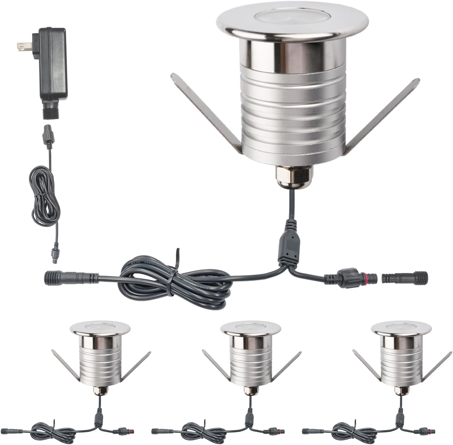 Pond Lights Led Underwater, DC12-24V 3W IP68 Waterproof, Aluminum Buried Underground Lights, Low Voltage for Outdoor Landscape Lighting, Deck, Yard, Pool, Warm White (3000K, 4 Packs)