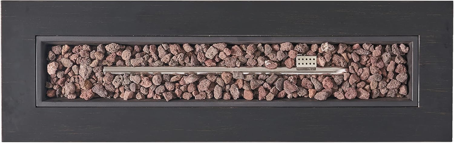 Propane Fire Pit Table, 40 Inch Rectangular 50,000 BTU Outdoor & Indoor, Only Table (Not Included Propane & Cover), Portable Iron Gas Fire Pits for Patio Backyard Garden, No Assembly - Dark Grey