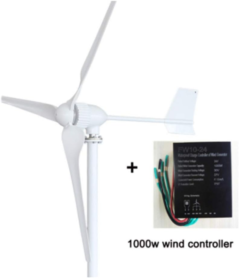 SISHUINIANHUA 1000W Wind Turbine Generator with Three Blades 1150 MM, Optional 24 V 48 V 1KW Wind Power Regulator Or Hybrid Controller,Gray,48v