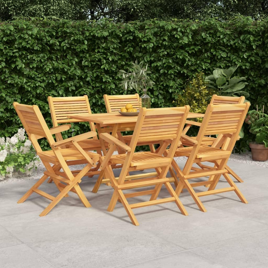 7 Piece Patio Dining Set Solid Wood Teak,Premium Teak Wood Patio Dining Set with Folding Chairs and Sturdy Tabletop for Outdoor Enjoyment Patio Furniture Sets, Outdoor Furniture Sets