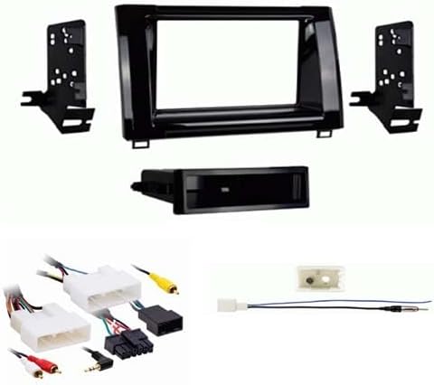 Single DIN Car Stereo Radio Install Kit (High Gloss) Package Compatible with Toyota Tundra 2020 & 2021 Without Factory Amplifier