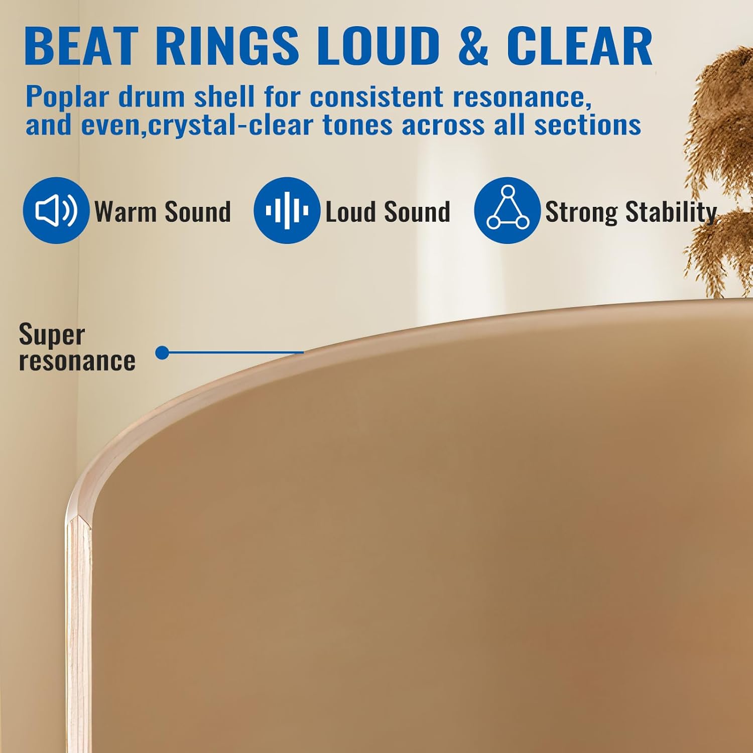 MOSEN Drum Set 3-Piece Beginner Drum Set Junior Drum Kit with Adjustable Throne, Cymbal, Pedal & Drumsticks Drums with Bass Tom Snare Drum - Blue