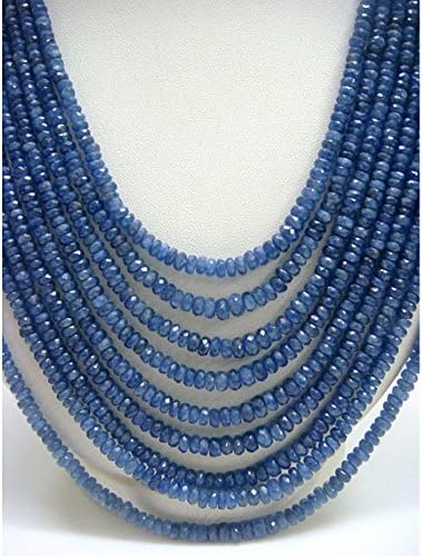 LKBEADS 9 Strand Natural Sapphire Faceted Rondelles - 5mm to 2mm - 9 Strands - 20 Inches to 14 Inches