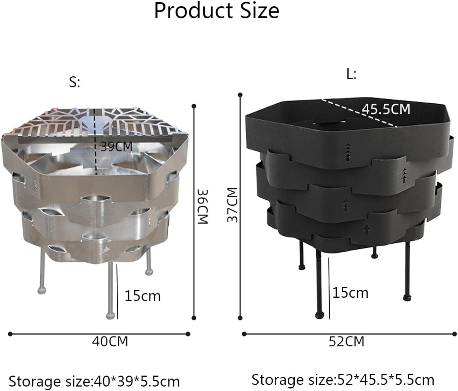 Folding Hexagon Shaped Stainless Steel Fire Pit,Unique Portal Stailess/hot Rolled Iron Outdoor Stove for BBQ/Heating