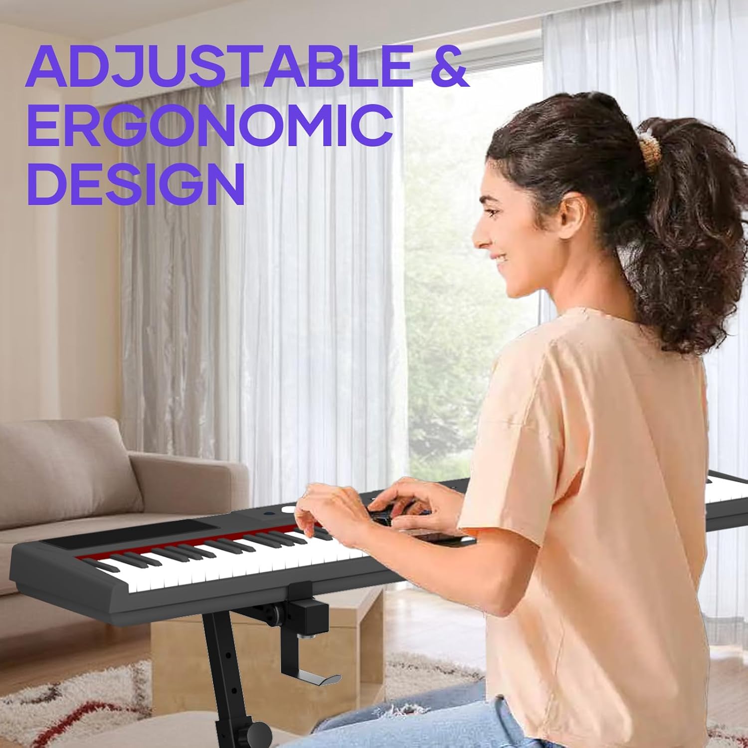 Piano Keyboard Stand, Z Style Adjustable and Portable Heavy Duty Keyboard Stand Supports up to 450lbs, Compatible with 54-88 Key Weighted Digital/Electric Pianos for Adults, Kids