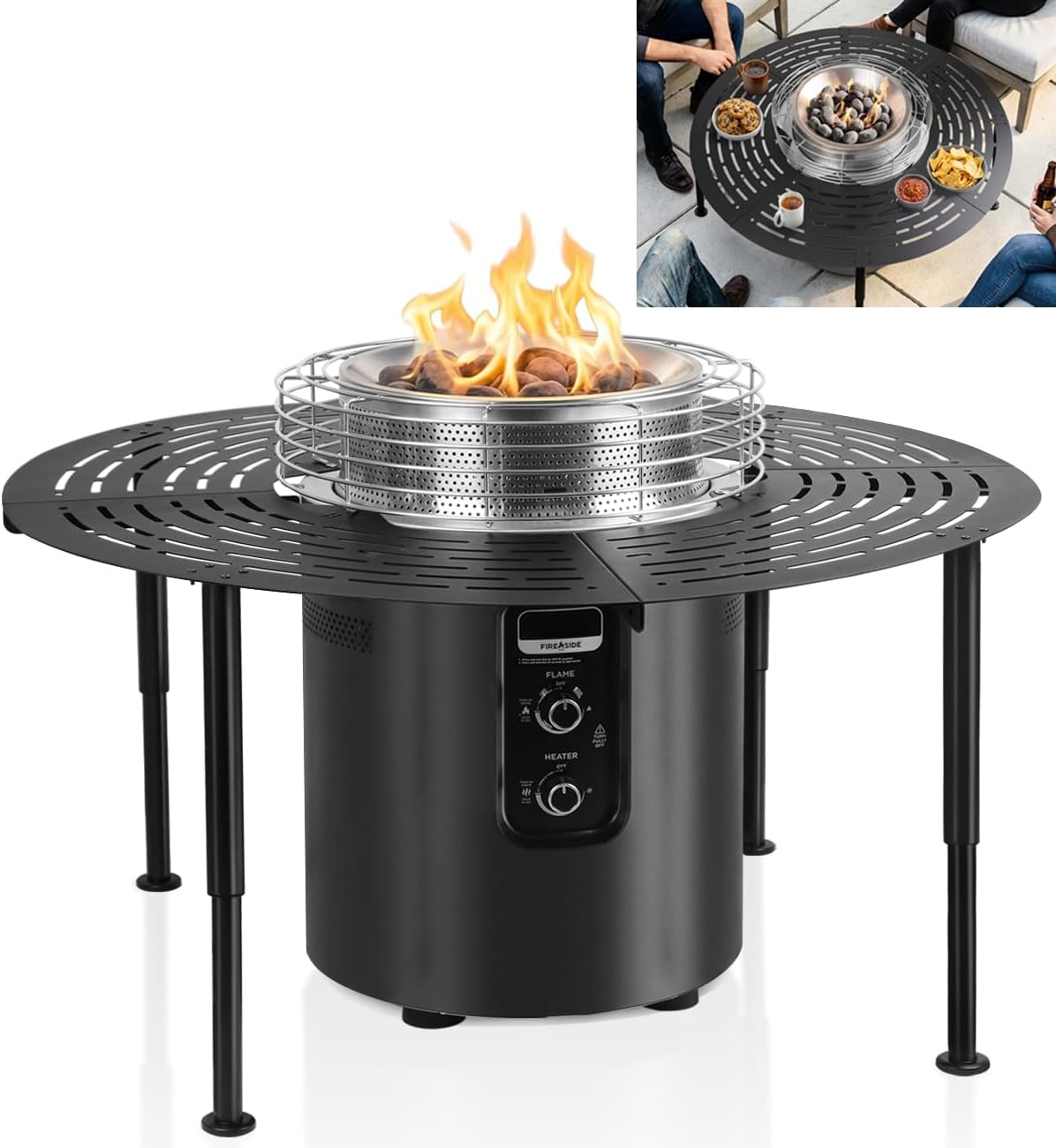 Surround Extension Table for Ninja Fireside360 Outdoor Heater & Fire Pit (OF100/OF101), Carbon Steel, 45.87