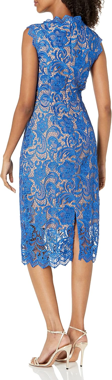 Dress The Population Womens Claudette Lace Sheath Midi Dress