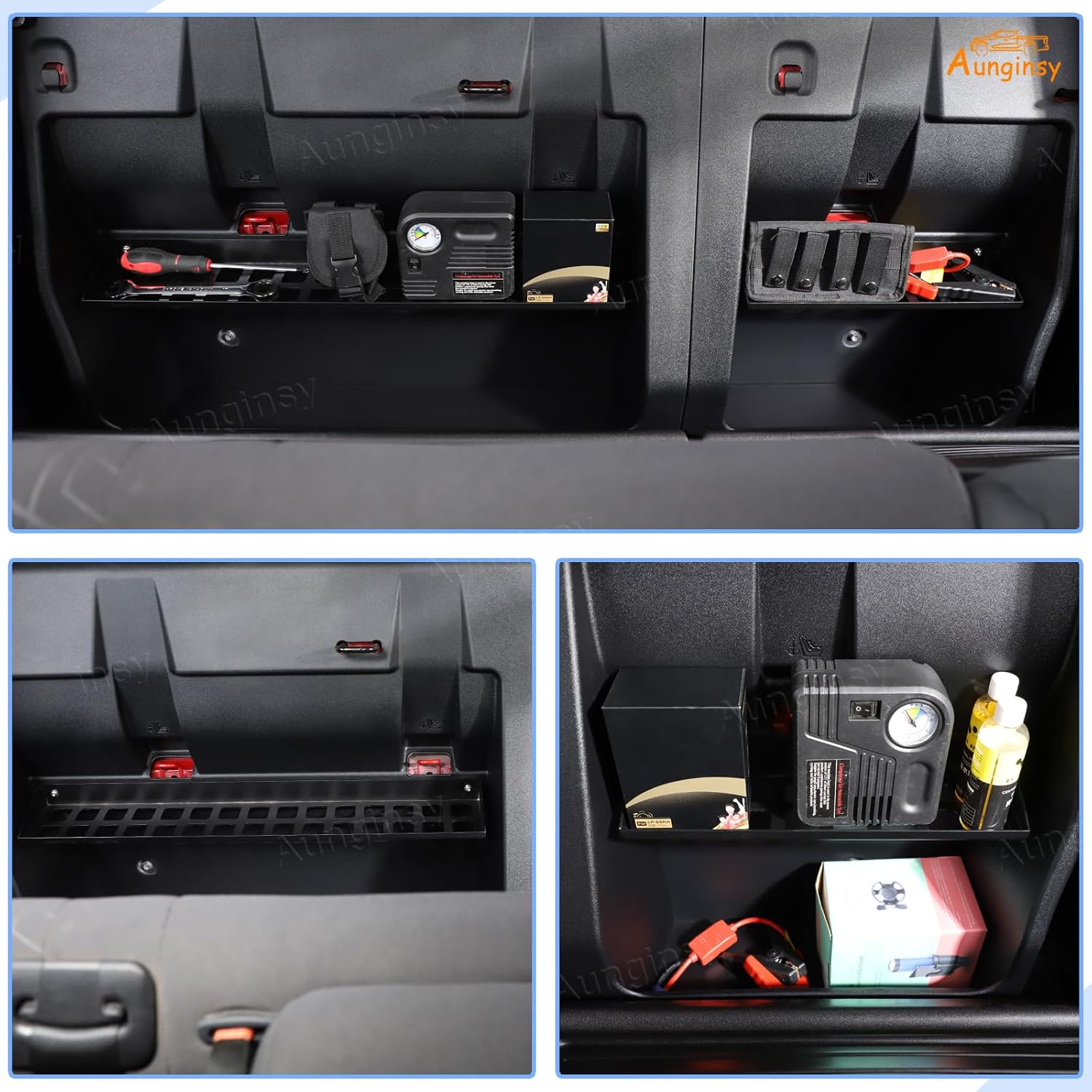 Aunginsy Backseat Car Organizer Tray Compatible with Toyota Tacoma 2016-2023 Aluminum Second-Row Seat Back Storage Partition Storage Rack Shelf Panel Hanging Expansion Storage Baffle Box Accessories