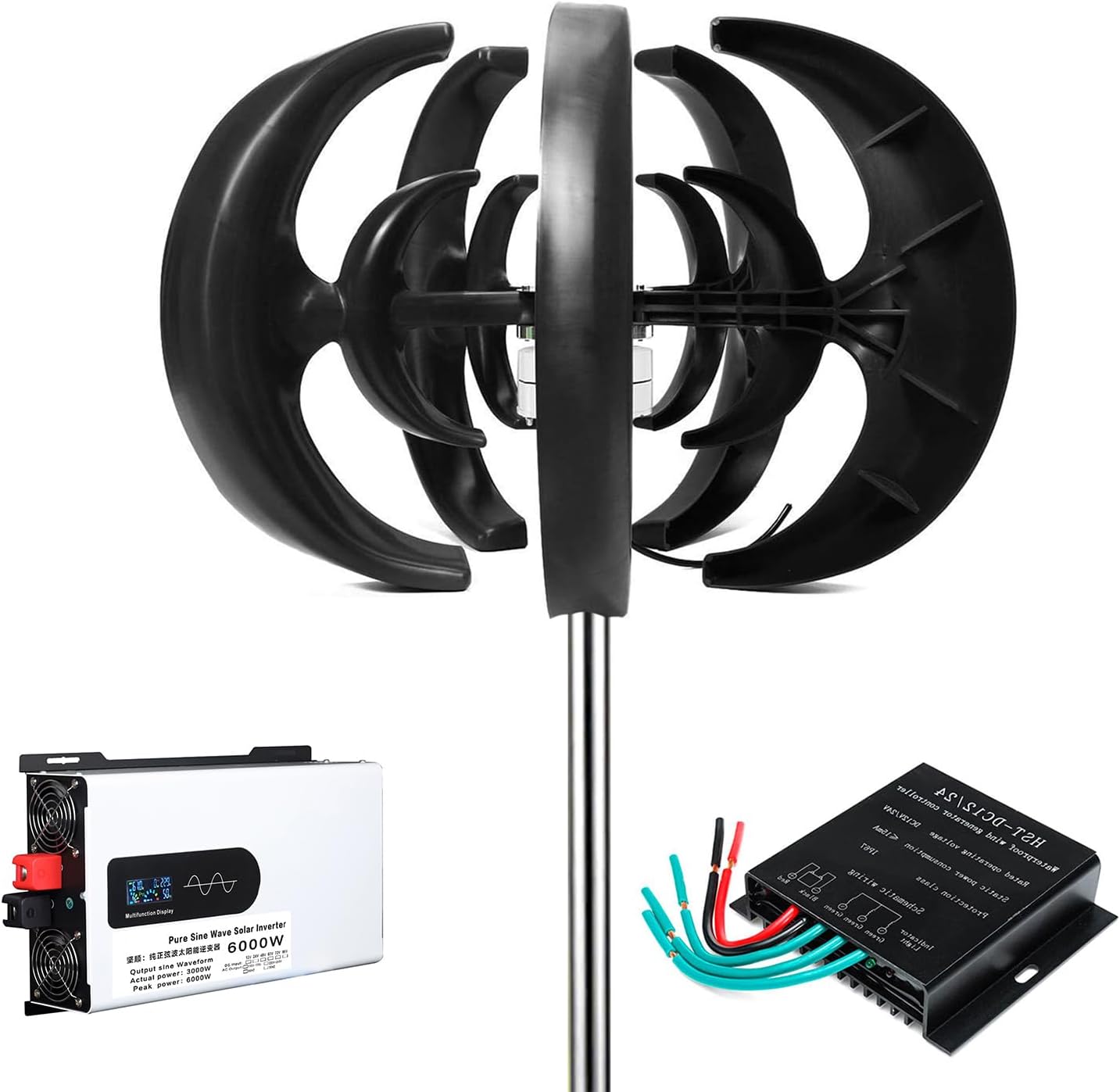 Wind Turbine Generator for Home Use 6000W Low RPM Magnetic Levitation Windmill with Controller, Eco-Friendly Renewable Energy Solution(12V-220V)