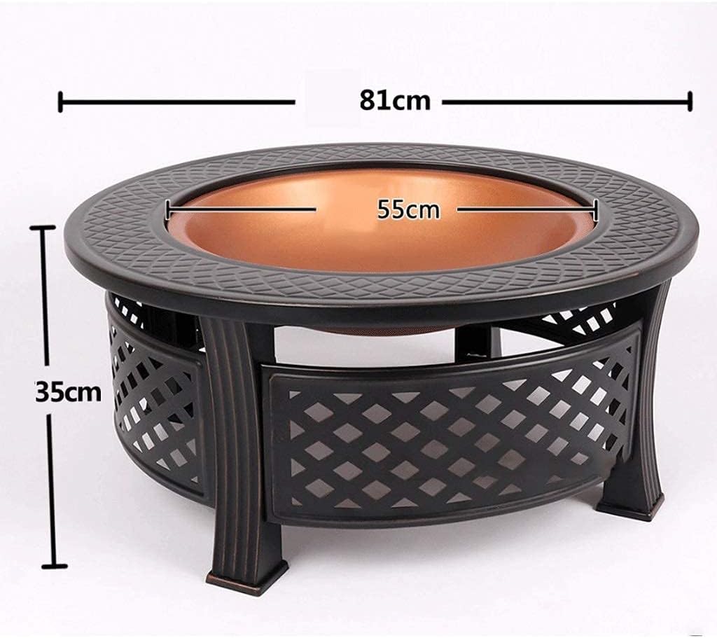 Fire pits with Barbecue Net Outdoor Fire Pit with Log Grate Metal Firepit Patio Stove Wood Burning BBQ Grill Fire Pits Bowl, Poker Fire Pit