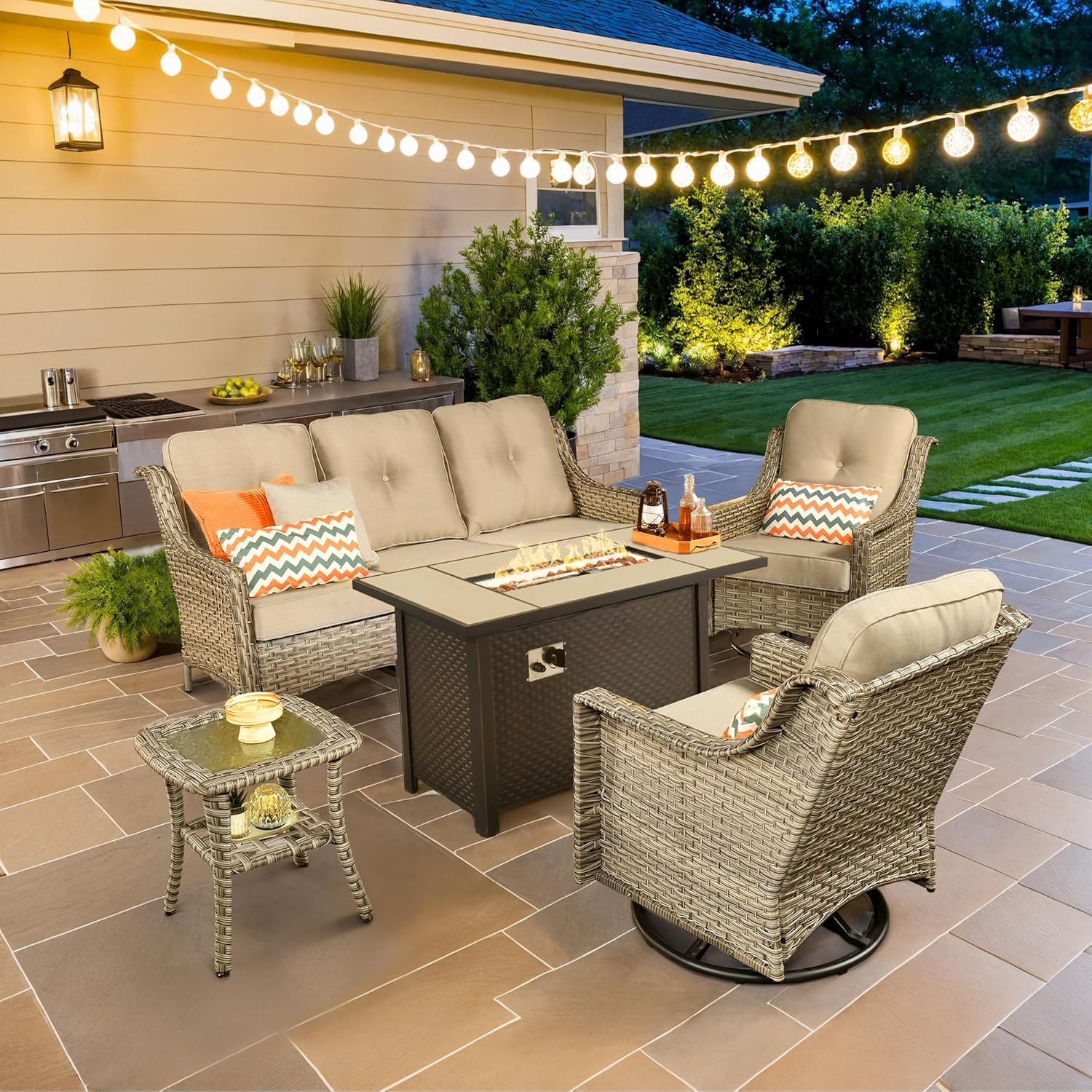 Outdoor 5 Pieces Coversation Set with 42