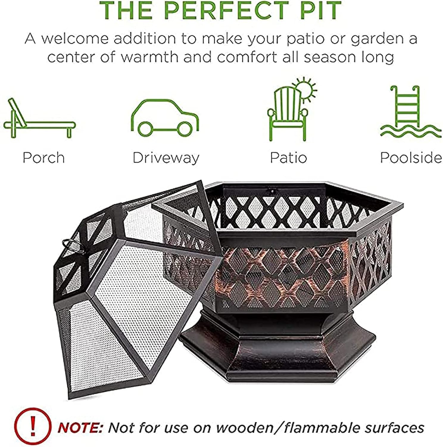 Outdoor Fire Pit Wood Burning Fireplace Patio Backyard Heater Steel Firepit Bowl Heavy Steel 24