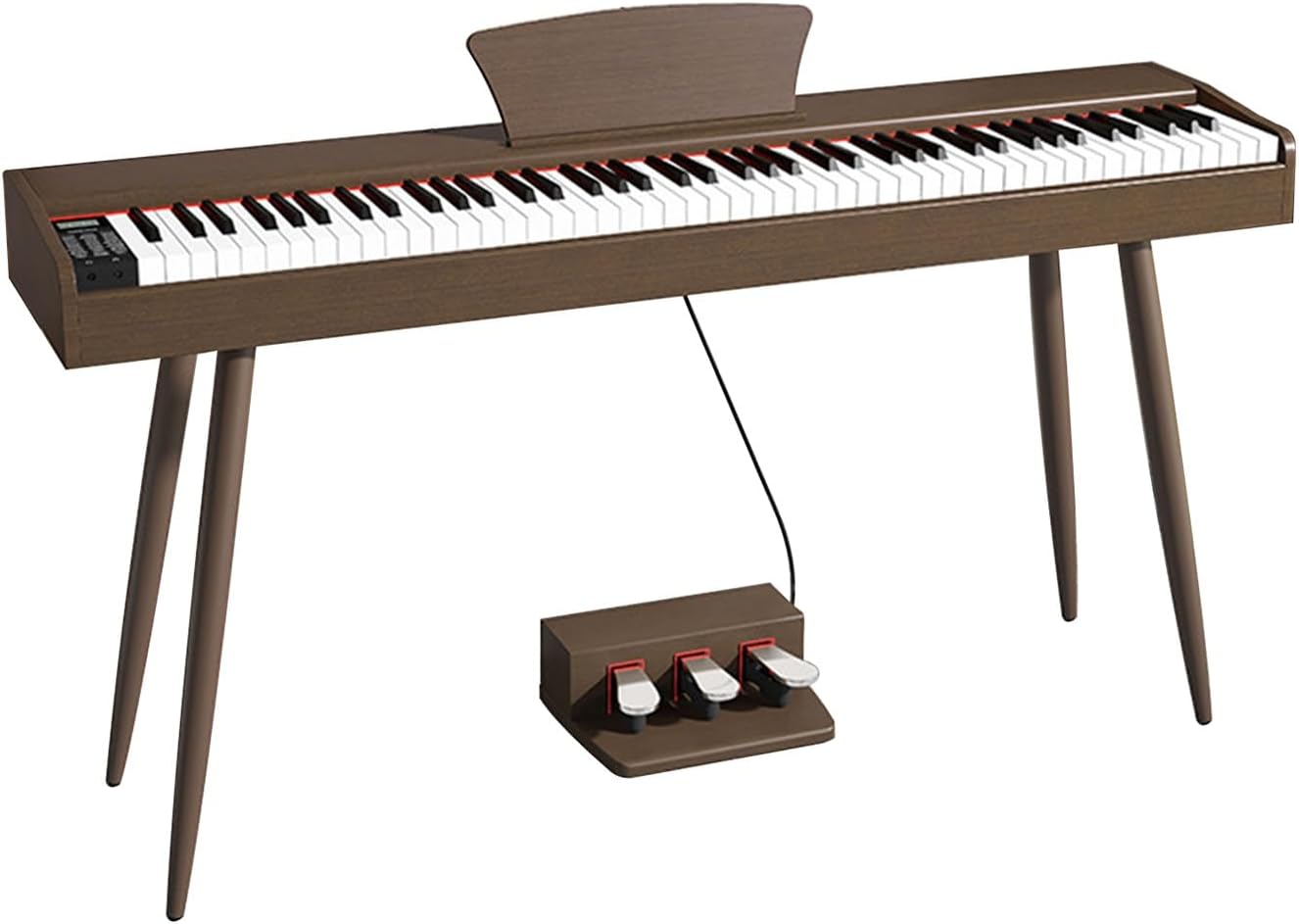 Digital Piano Keyboard Velocity-Sensitive 88 Keys Electric Piano For Beginners & Professional Support USB-MIDI With Triple Pedal, Music Stand(Brown)