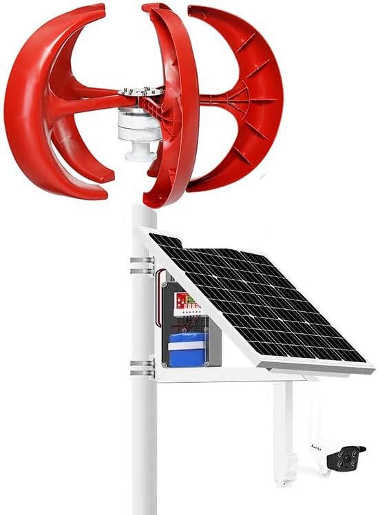 12000W Low Noise Vertical Outdoor Wind Turbines,48V Wind Power Generator Lantern 5 Blades Wind Turbine Generator with Controller for Terrace/Chalet