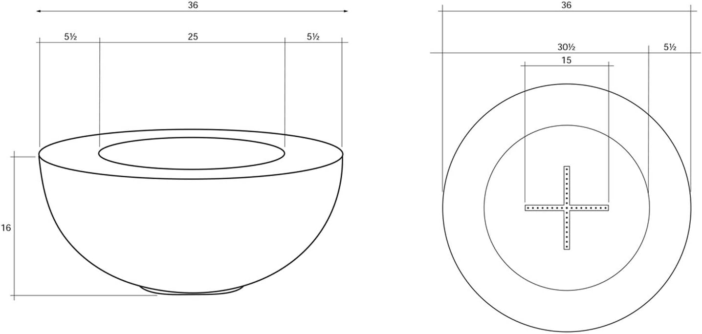 Prism Hardscapes Moderno 5 Concrete Gas Fire Pit (PH-426-4NG), Natural Gas, Pewter, 36-Inch