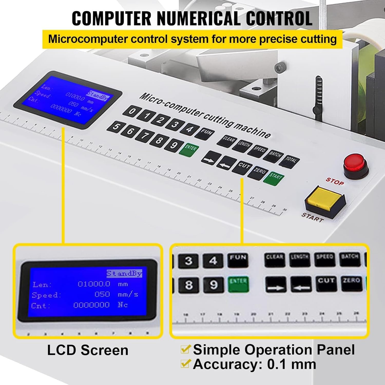 Automatic Heat-Shrink Tube Cutting Machine,650W HY100C Tube Cable Pipe Cutter Precise Efficient Tube Cable Pipe Cutter Cutting Machine,for Sleeve, Rubber/Plastic Tube