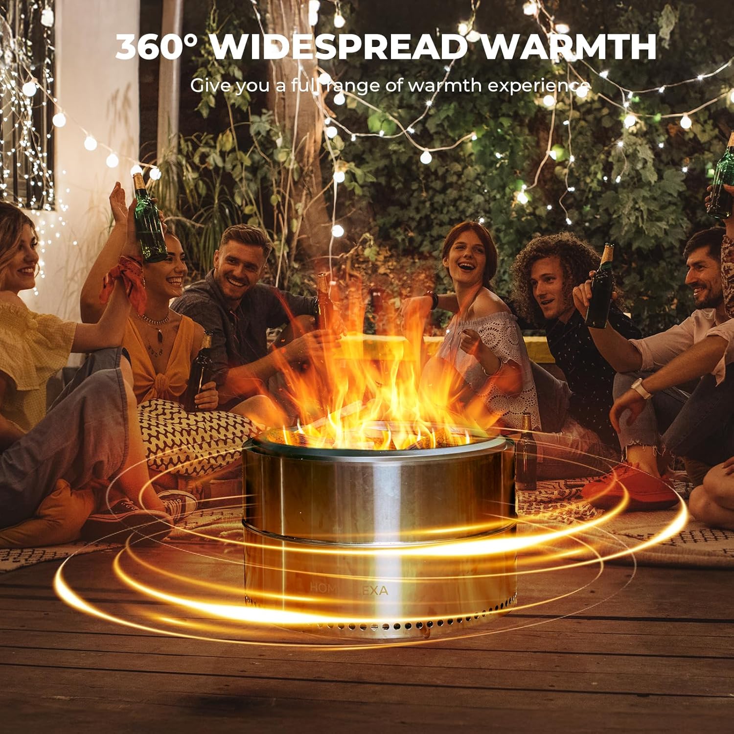 27 inch Smokeless Fire Pit, Outdoor Stainless Steel Smokeless Firepit, Wood Burning Fire Pits for Camping Backyard Patio Garden Picnic, Low Smoke Firepit for Outside