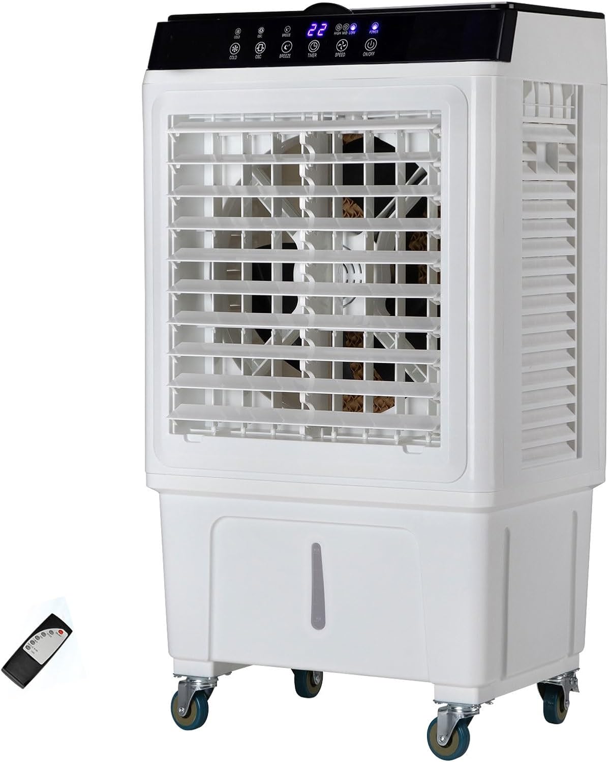 3 in 1 Portable Evaporative Cooler with 4 Ice Packs & 7.93 Gal Large Water Tank, 2353CFM Cooling Fan with Remote, 7.5H Timer, 3 Speeds, 90° Oscillation, Air Conditioner Portable for Indoor Outdoor