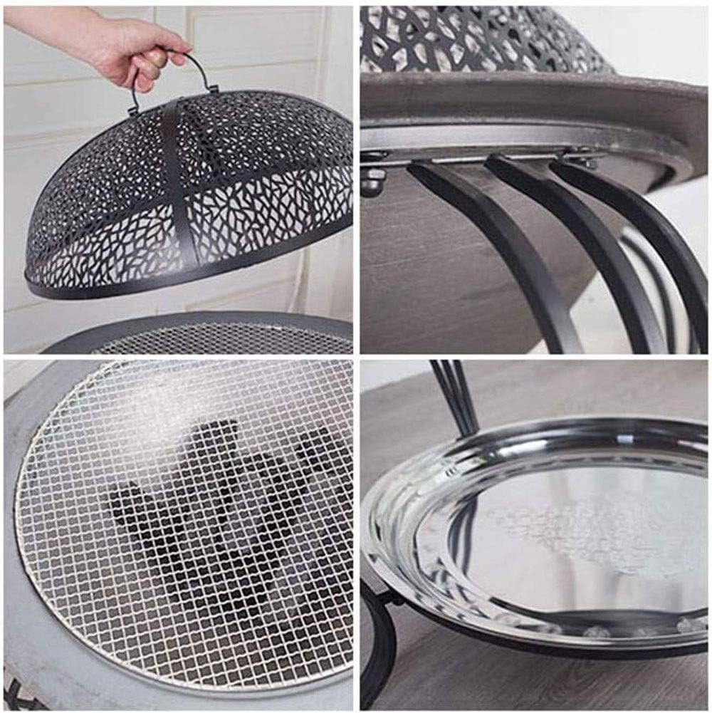 Patio Fire Steel Grill Fire Pit Bowl with Mesh Spark Sn Cover Log Grate