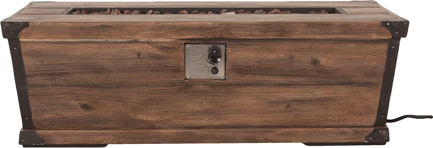 Christopher Knight Home Delany Outdoor 50,000 BTU Rectangular Fire Pit (No Tank Holder) - Lightweight Concrete - Brown