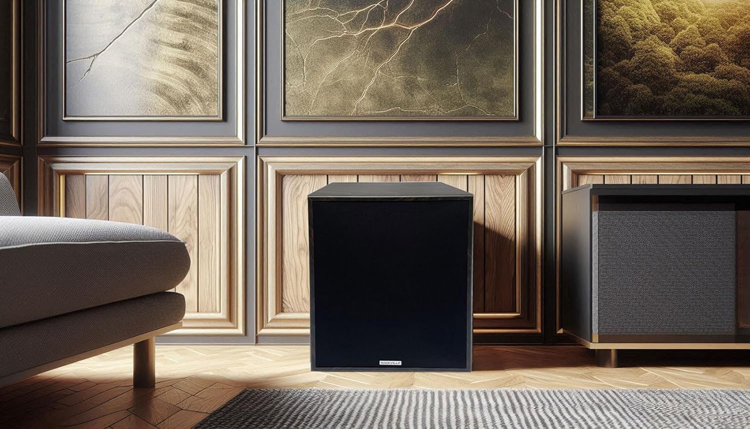 Rockville Rock Shaker 15 Dark Wood 1000W Powered Home Theater Subwoofer, Deep Bass, Class-D Amp, RCA Inputs, for Movies & Studios