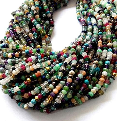 13 inch natural beads strand of 3.5-4mm faceted rondelle multi gemstone gemstone beads for DIY jewelry - necklace, bracelet, earring, ring.