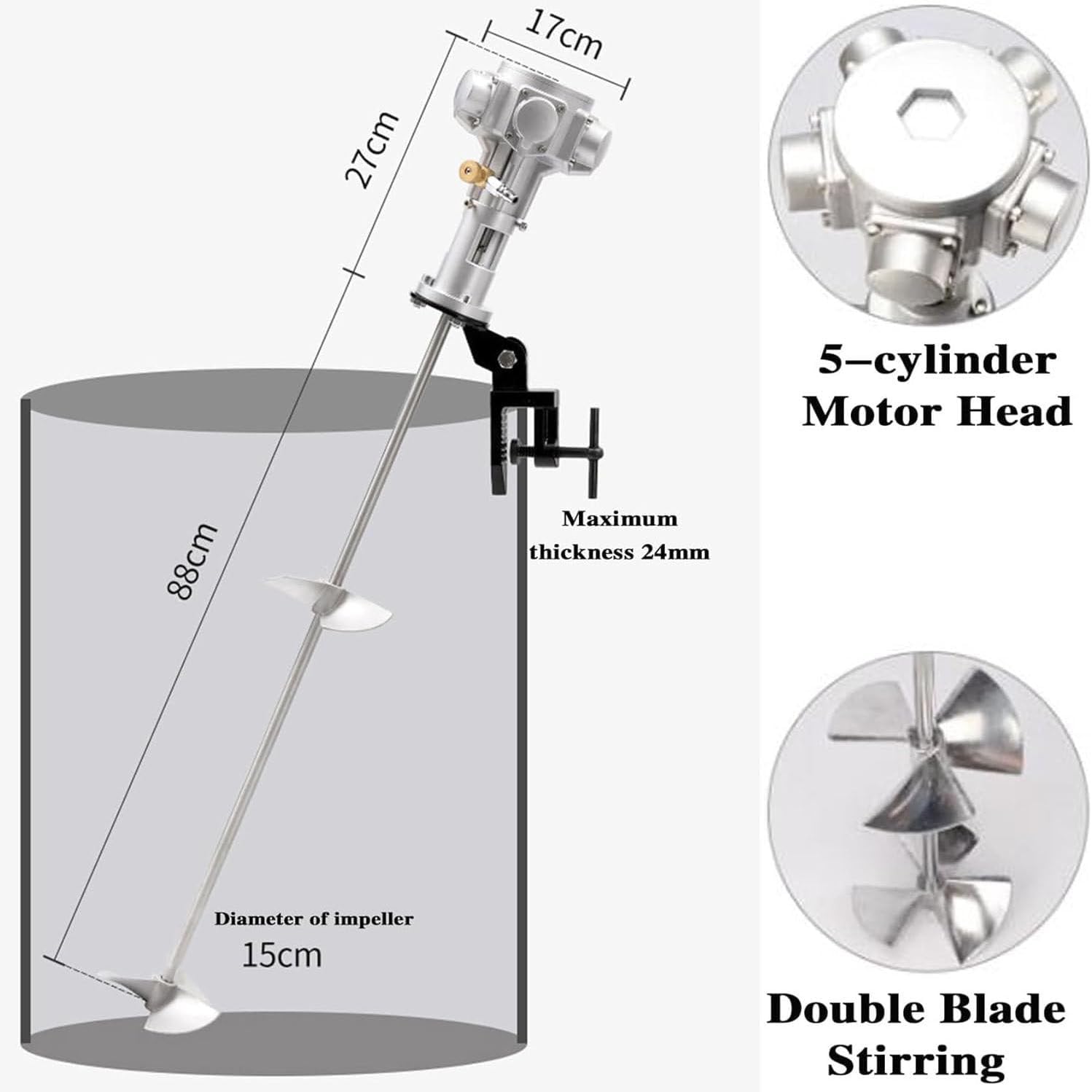 Pneumatic Paint Mixer, 55 Gallon Tank Barrel Clip Bracket Air Agitator, 3/4HP Air Agitator Paint Mix Tool, Coatings Mixing Machine, Paint Mix Tool for Industrial Barrel Ink Coating