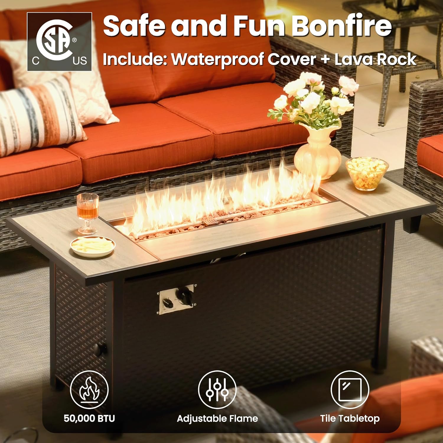 ovios 10 Pieces Patio Furniture Set with Swivel Chairs Rocking Gliders, 54