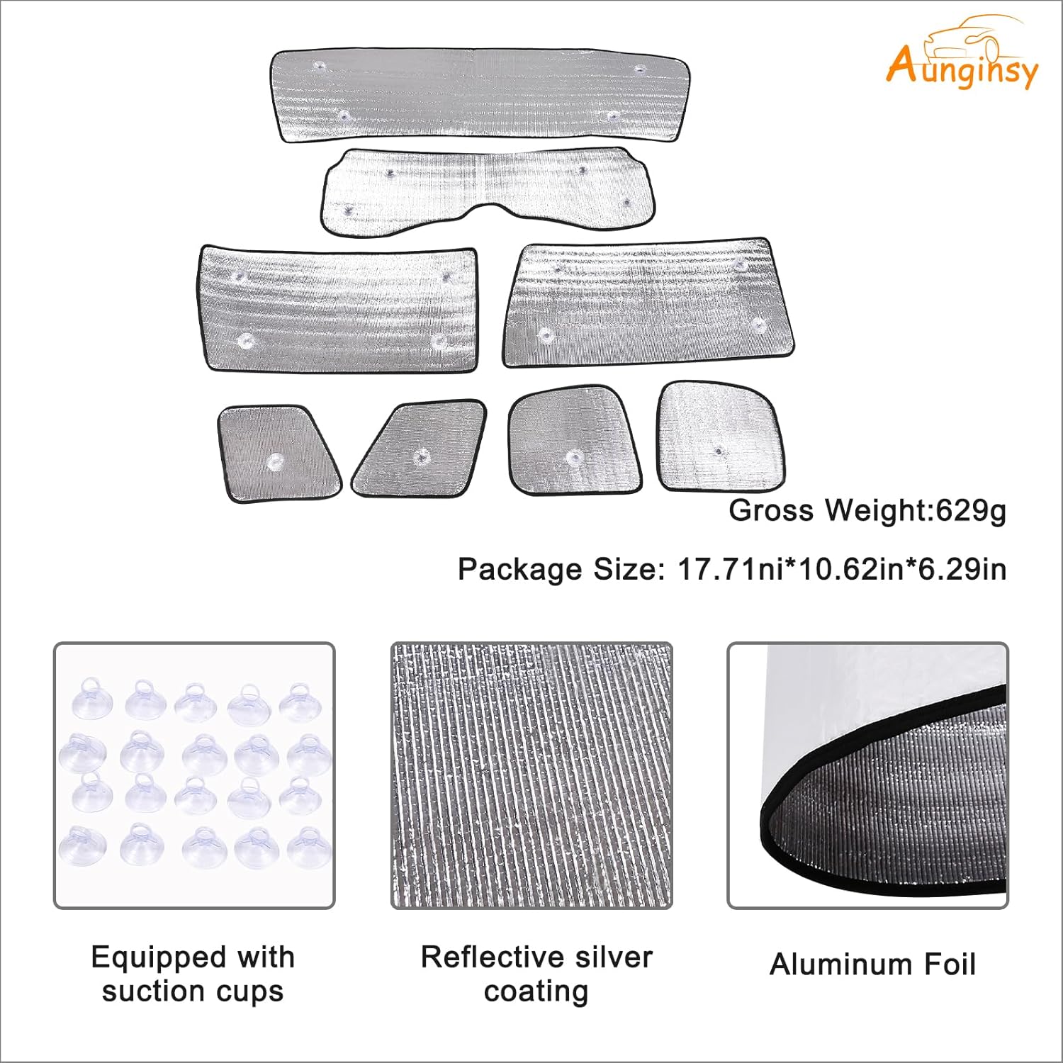 Car Full Windshield Sunshade Compatible with Toyota FJ Cruiser 2007-2021 Automotive Windshield Sunshades Foldable Reflective Sun Visor for UV Rays and Sun Heat Full Protect Car Interior Accessories