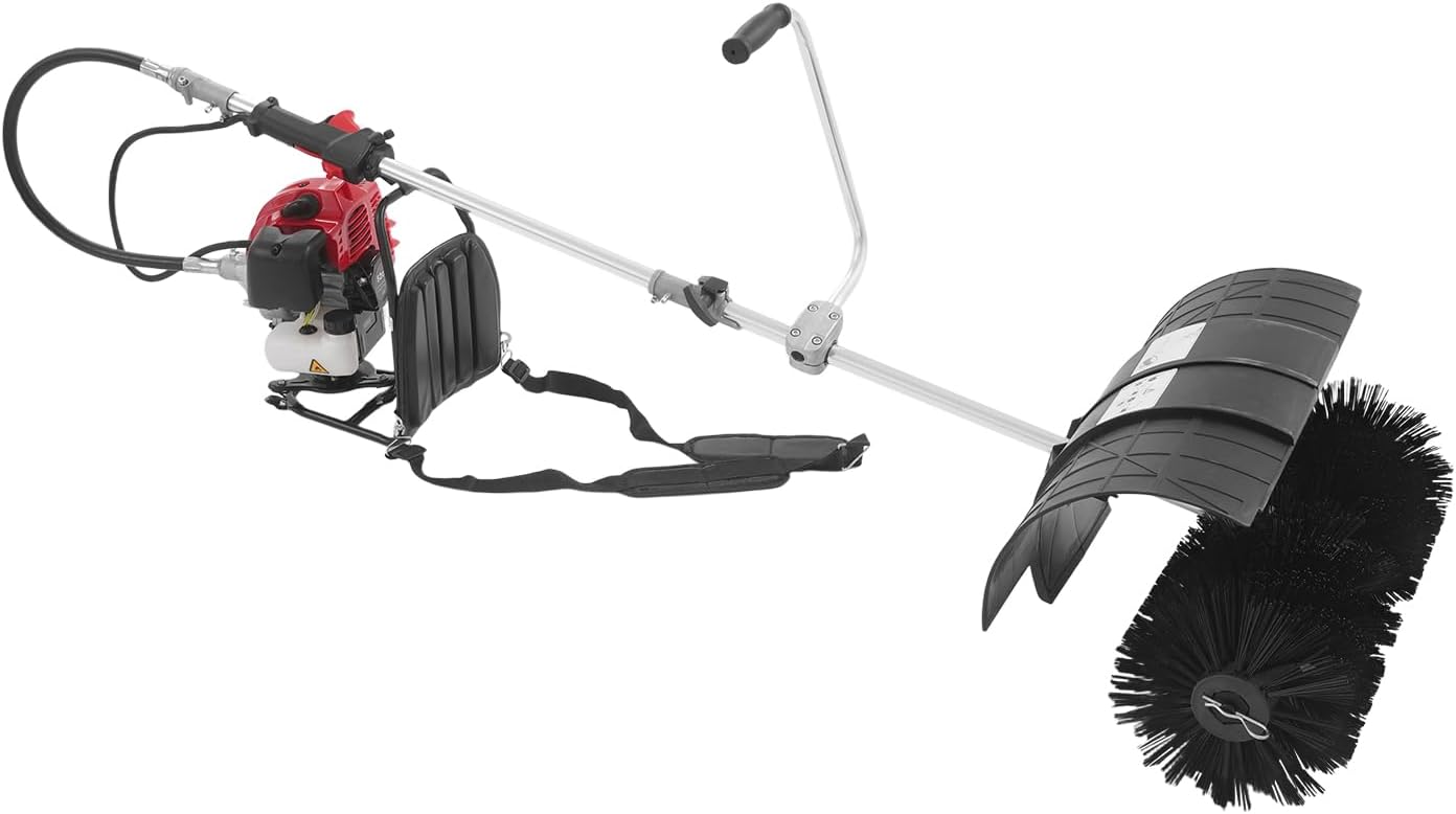 52CC 2 Stroke Gas Power Broom Sweeper 2.3HP Lawn Sweeper Cleaner Tools 1.7KW Leaf Sweeper with 23
