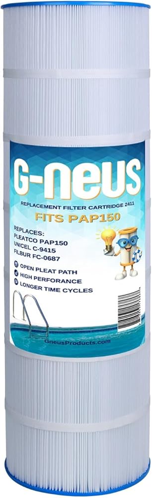 G-NEUS Pool & Spa Filter | Replaces PAP150, Unicel C-9415, Filbur FC-0687, Aladdin 25005 | 150 Sq Ft Coverage | High Performance Replacement Cartridge, 1 Pack