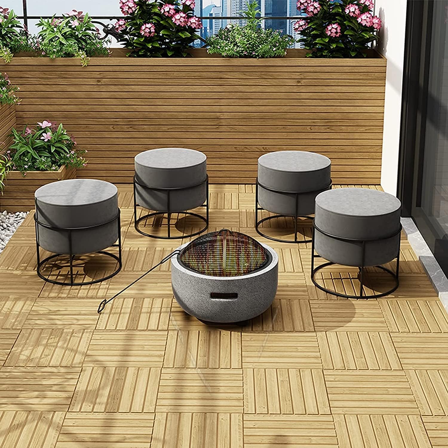 BBQ Grill Outdoor Fire Pit Wood Burning fire Pit, Garden Terrace Charcoal Heating Stove, Household Charcoal Barbecue fire Pit Table