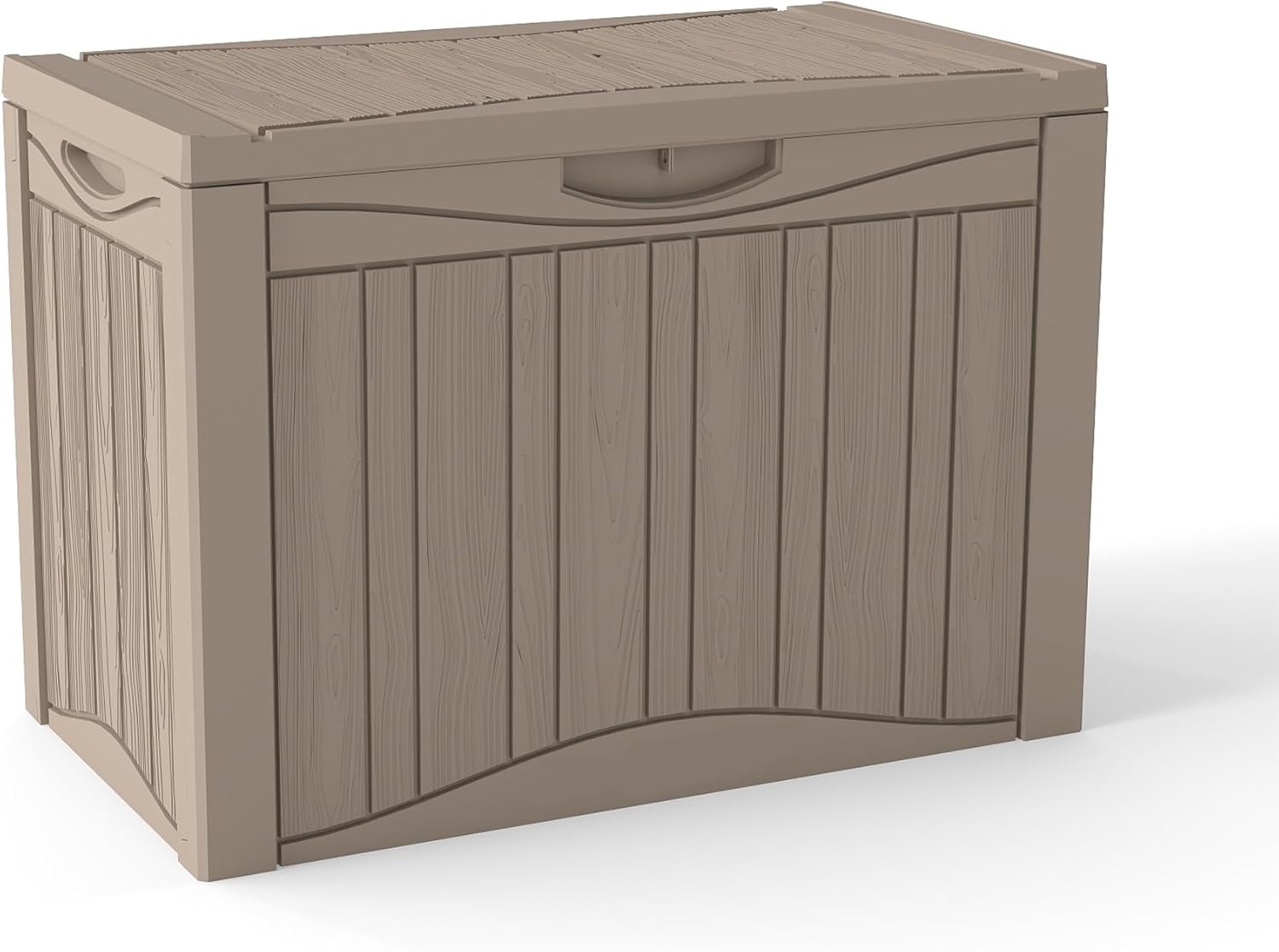 50 Gallon Plus Resin Deck Box, Waterproof Outdoor Storage Box for Patio, Poolside, and Garden, Lockable UV-Resistant Storage Bin Bench Cabinet for Small Spaces, Grey