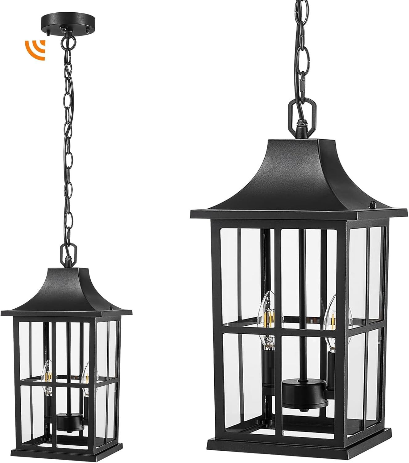 Emliviar Dusk to Dawn 2-Light Large Porch Light Outside Chandelier for Yard, 15.4
