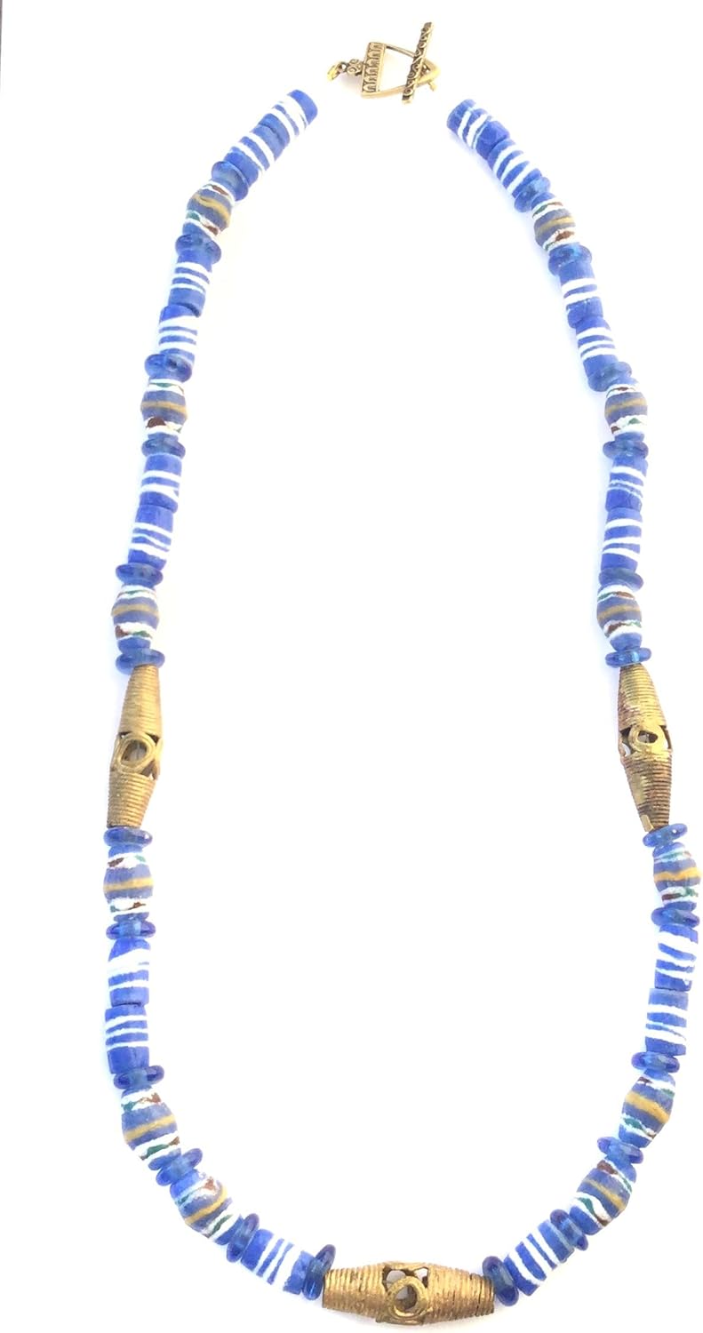 African Trade Bead and Brass Necklace