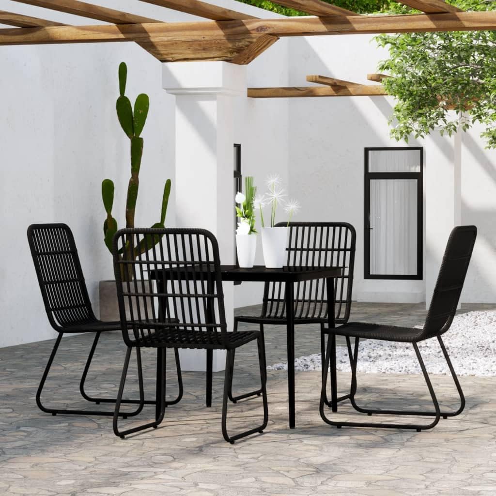 5 Piece Patio Dining Set Black,Enduring Outdoor Dining Set: Enhance Your Patio or Garden with Elegance Furniture Sets for Patio, Lawn & Garden