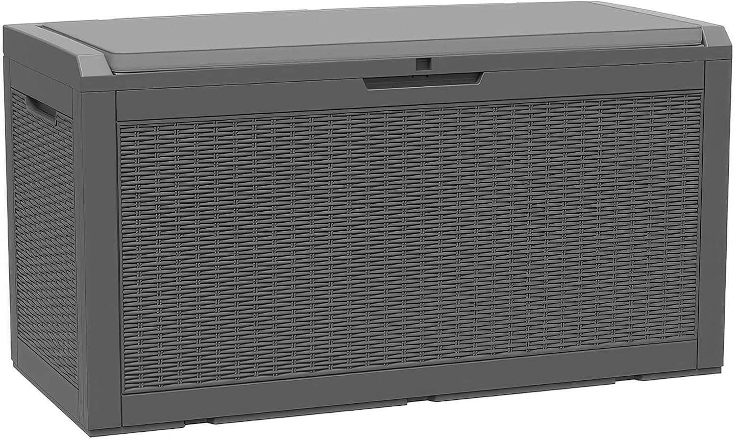 DIKEP 100 Gallon Polypropylene(PP) Deck Box with Cushion, Lockable Outdoor Storage Box for Patio Furniture, Garden Tools, Pool Supplies| Built-in Handles Waterproof Storage Container, Black