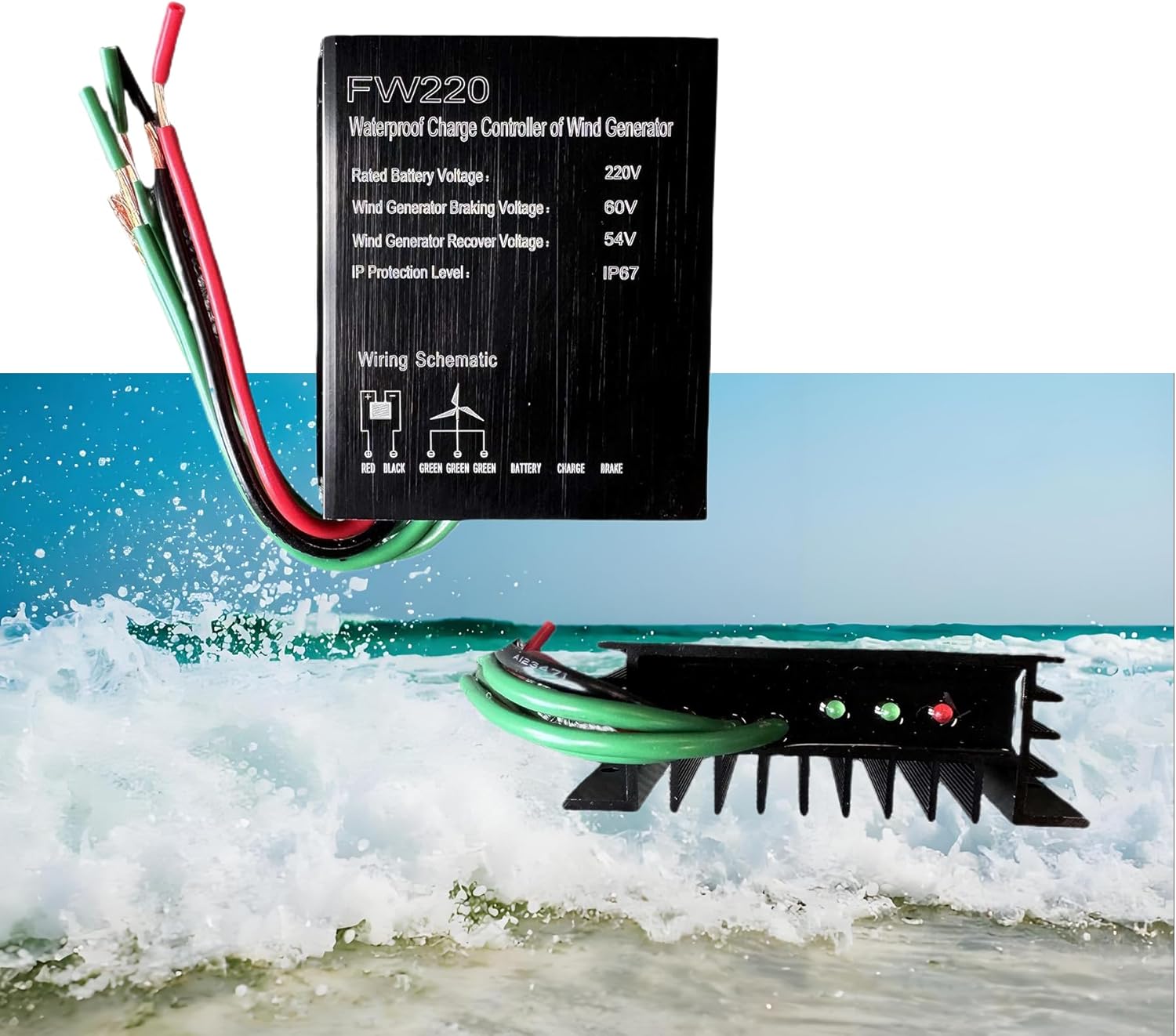 24v, 12000W DC 12V/24V/48V Wind Turbines Generator Charge Controller, Waterproof Battery Charge IP68 for Wind Turbine Generator