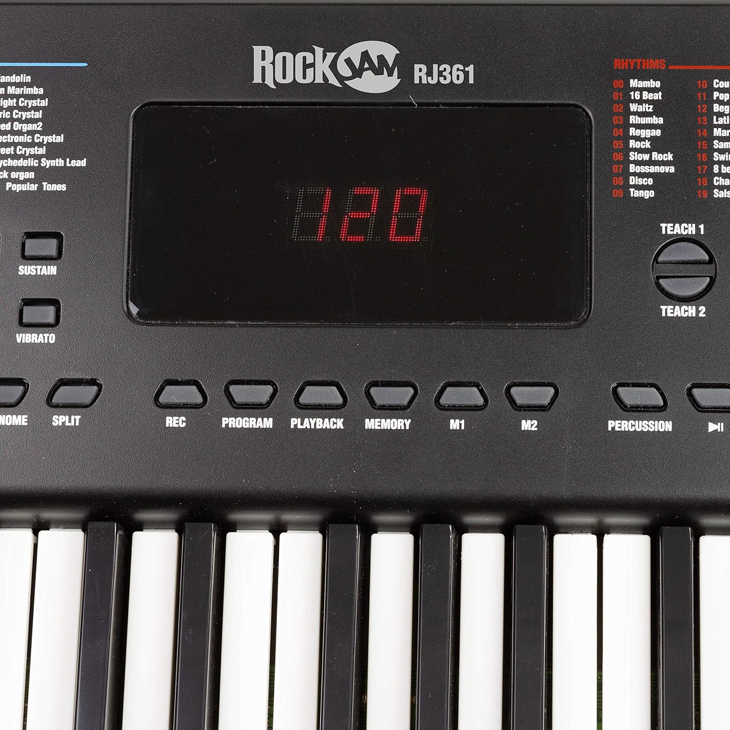 RockJam 61-Key Compact Keyboard Piano with LED Display, Keynote Stickers & Lessons