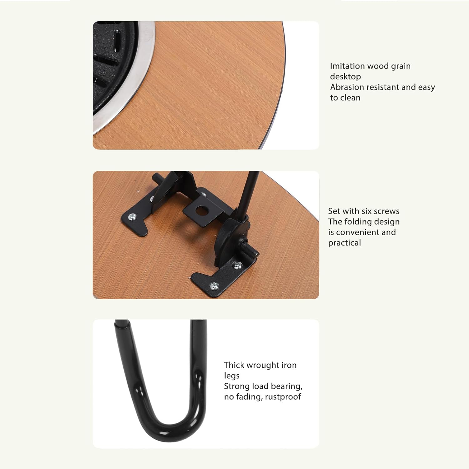 8Pcs Fire Pit Table Round Foldable Camping Table Ultralight Small Folding Camping Table Multifunctional Outdoor Collapsible Folding Picnic Table for BBQ Camping Hiking Fishing Patio