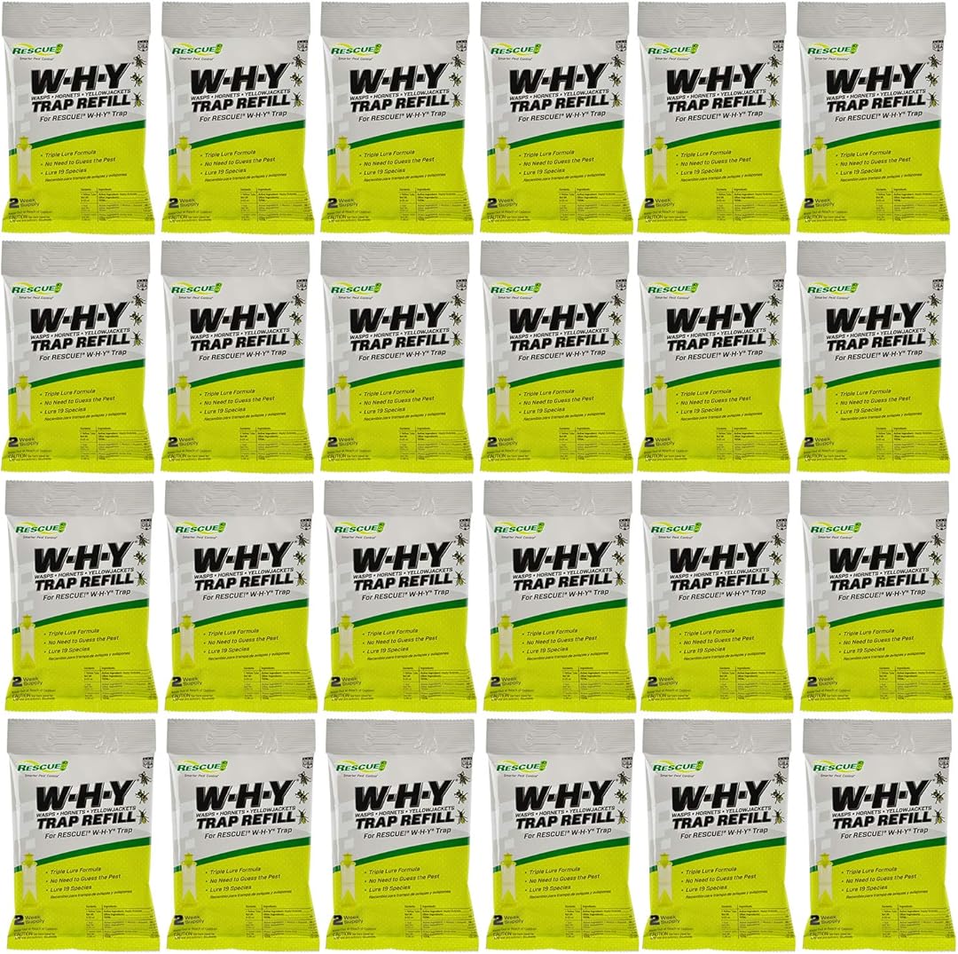 RESCUE! Non-Toxic Wasp, Hornet, Yellowjacket Trap (WHY Trap) Attractant Refill - 2 Week Refill - 24 Pack