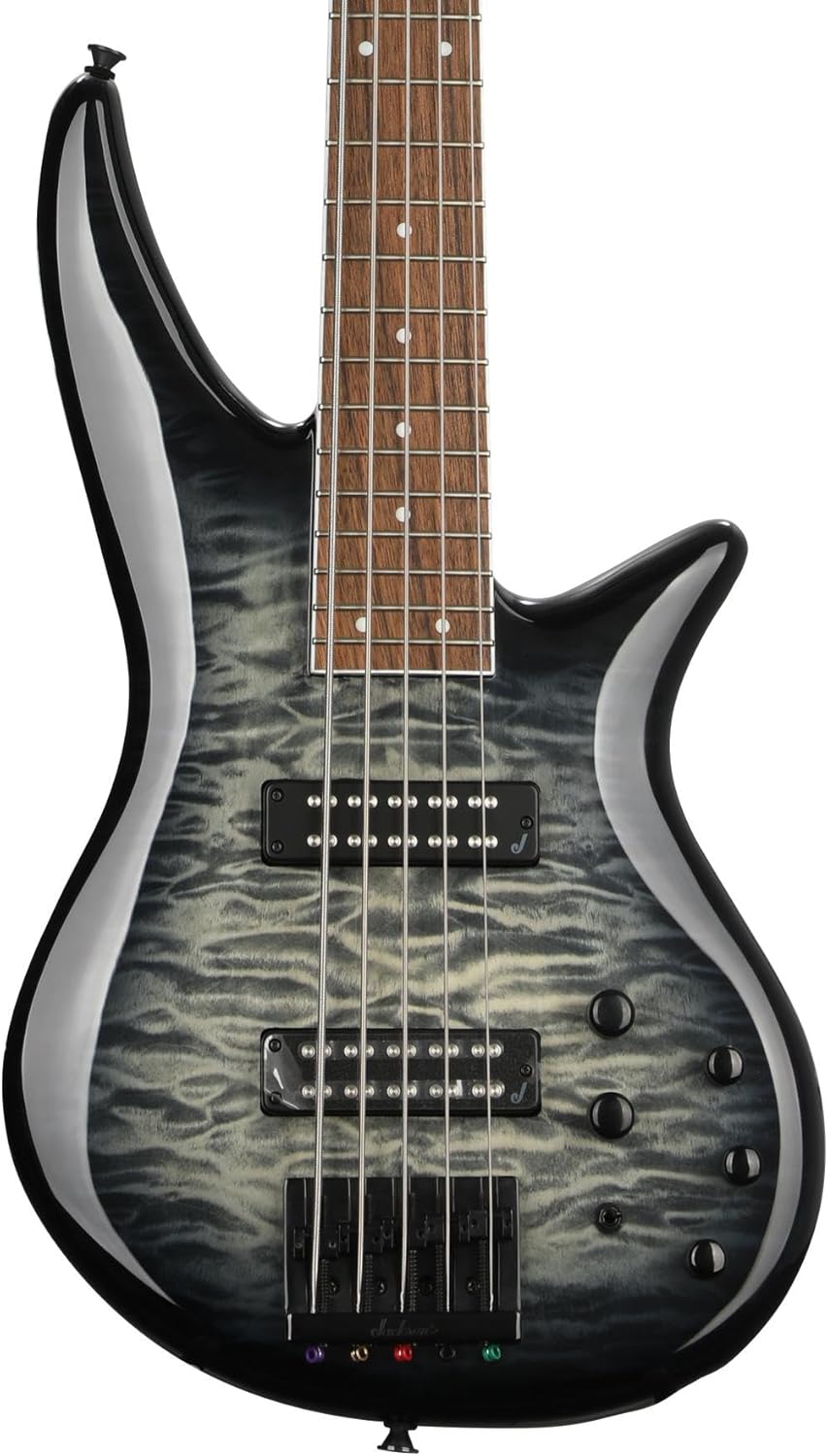Jackson X Series 5-String Spectra Bass SBXQ V, Transparent Black Burst, Laurel Fingerboard
