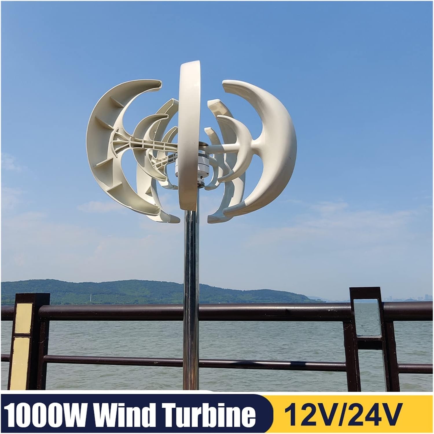 Wind Turbine Generator, 1000W 24V Vertical Wind Turbine with MPPT Hybrid Controller Small Wind Turbine Home Use Low Noise Efficiency Wind System,Generator Motor(with MPPT Controller,24V)
