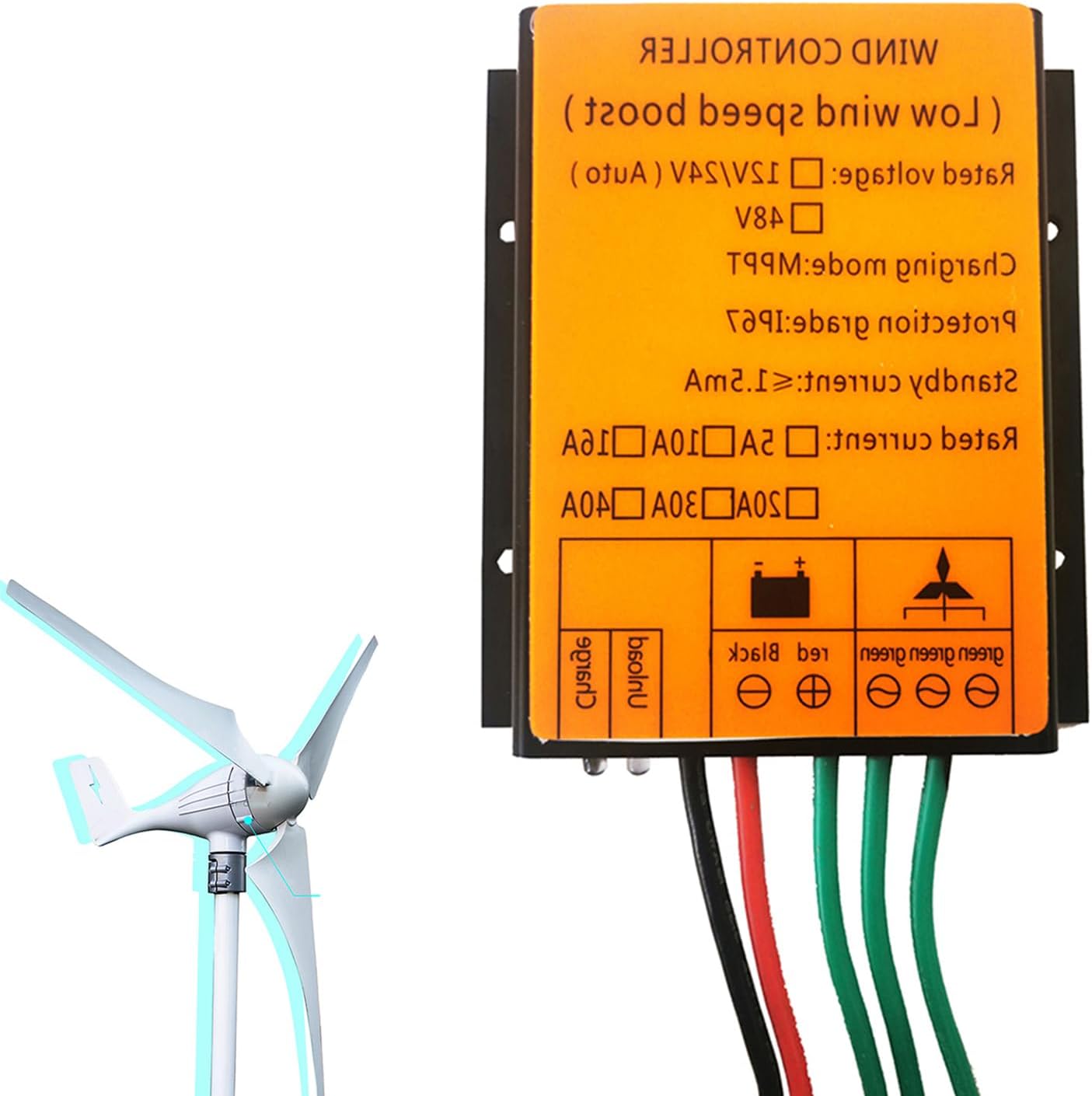 12V, Automatic Waterproof Wind Turbine Charge Controller 12V 24V 48V Low Wind Speed Portable Wind Turbine Wind Charge Controllerwind (8000W)