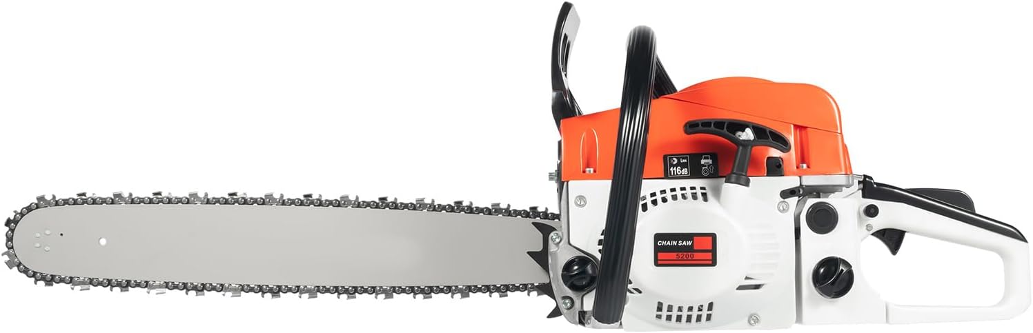 Gas Chainsaw, 52CC 2-Cycle Gasoline Power Chainsaw, 2 Stroke 20 Inch Handheld Cordless Petrol Chain Saw w/Air-cooled, Suitable for Forest Harvesting, Cutting Wood, Pruning Branches